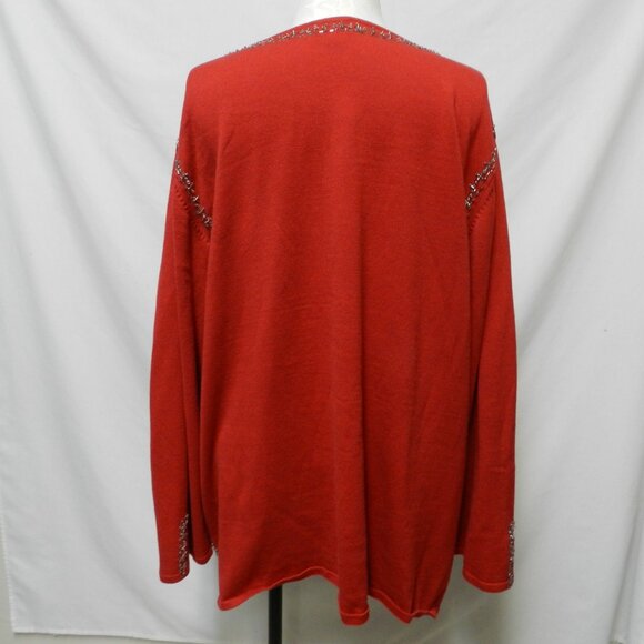 Quacker Factory Sequin Beaded knit red Christmas Sweater Top Size Sz XXXL 3X - Picture 7 of 11
